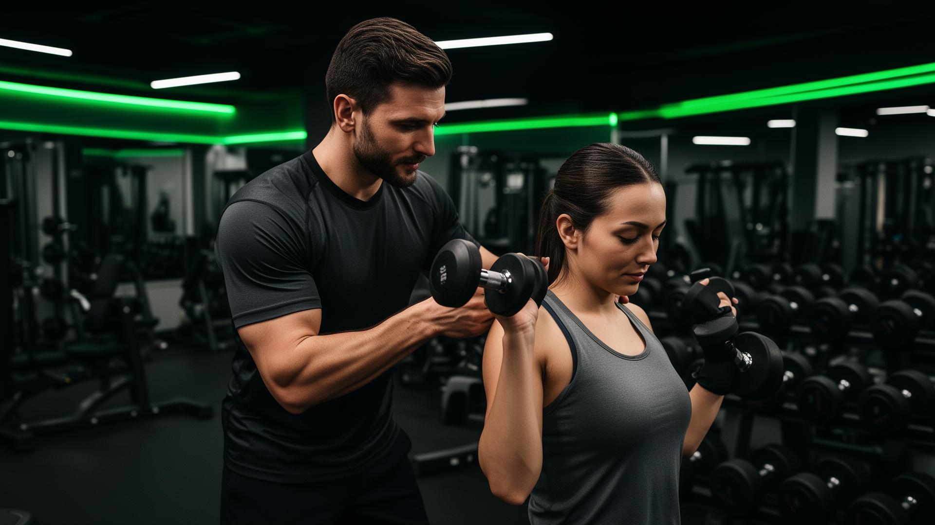 Professor da AR Fitness acompanhando aluno