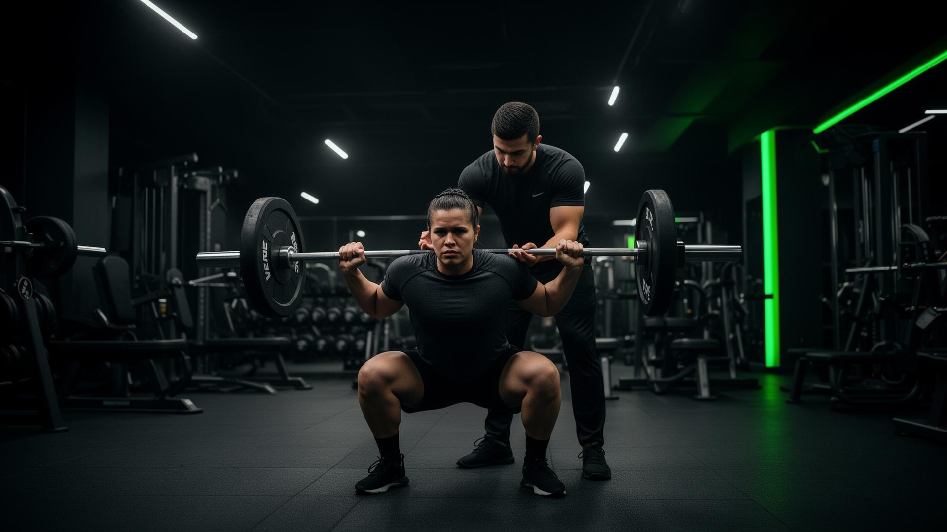 Aluno treinando com acompanhamento de professor na AR Fitness